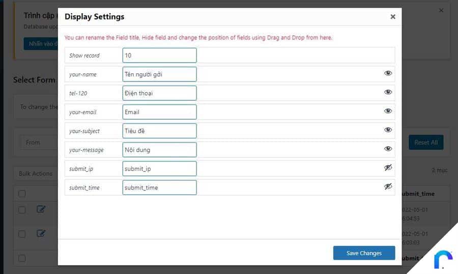 Cách lưu thông tin CF7 vào database 