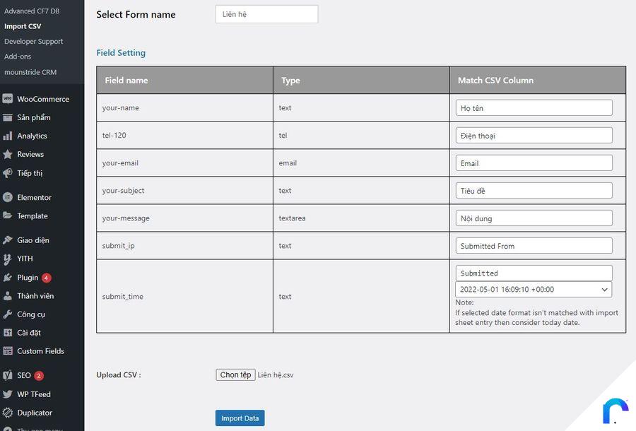 Cách lưu thông tin CF7 vào database 