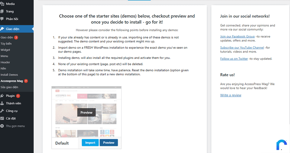 Hướng dẫn cài đặt giao diện WordPress