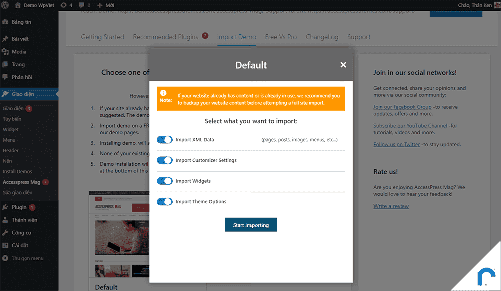 Hướng dẫn cài đặt giao diện WordPress