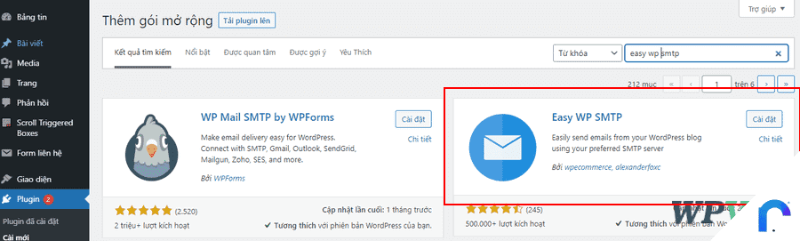 cài đặt gởi email trong WordPress với Plugin Easy WP SMTP
