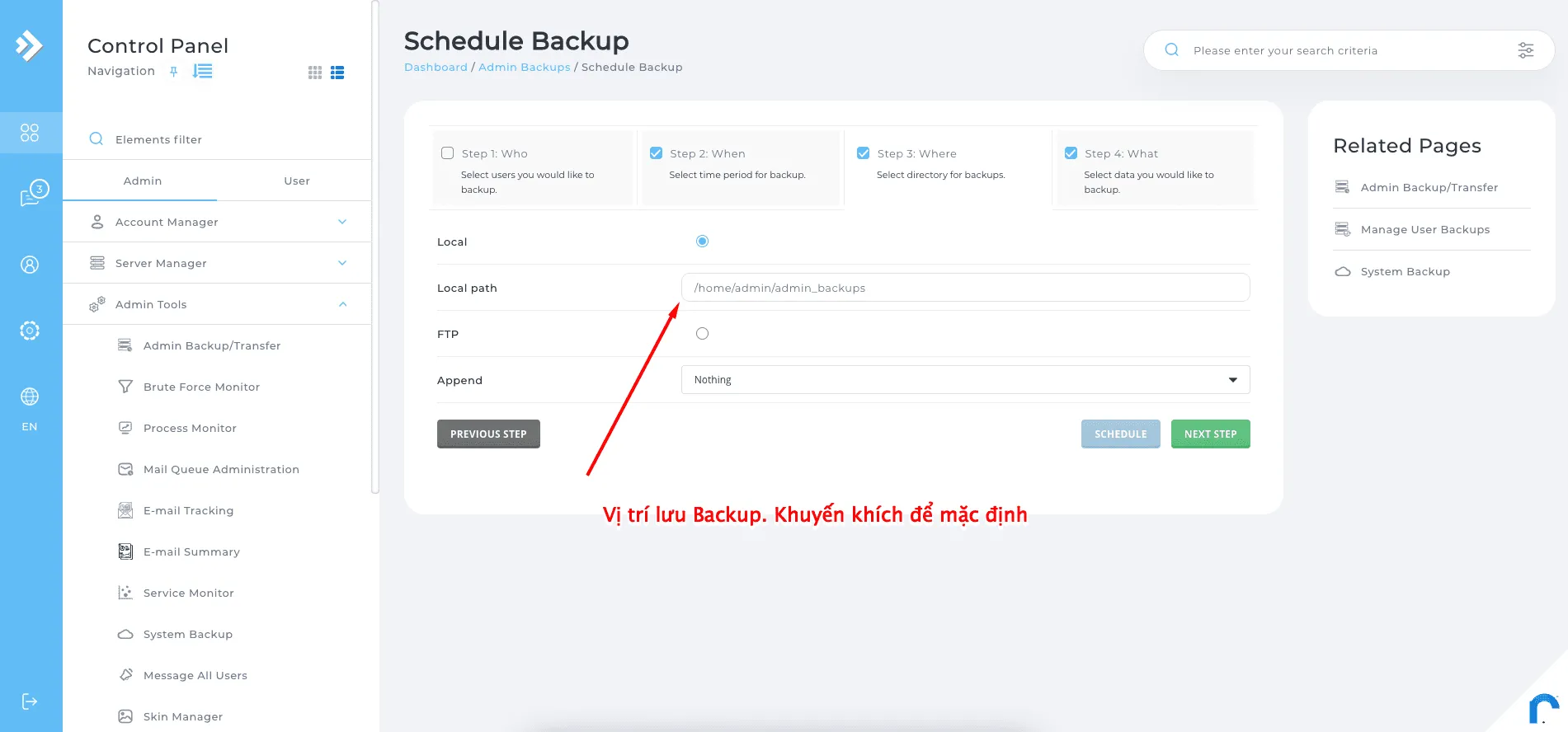 Local-backup-directadmin