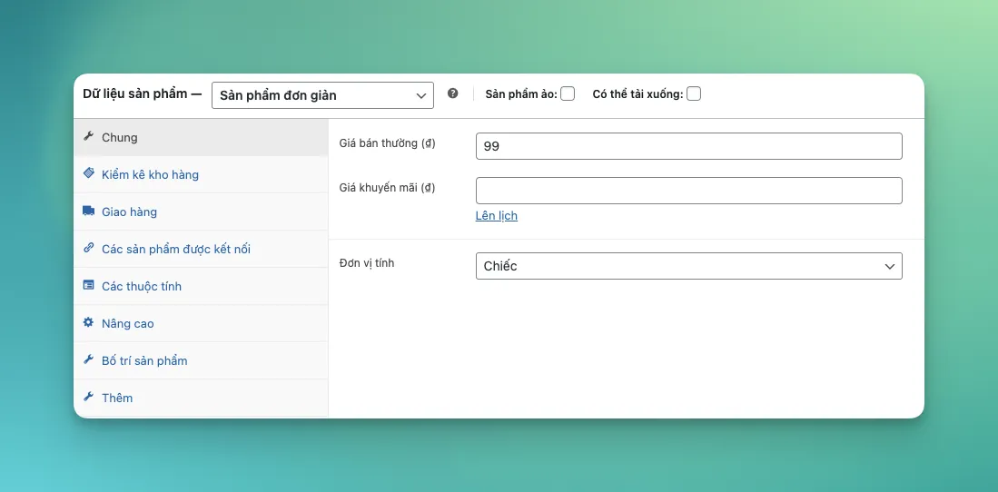 Hình ảnh giao diện quản lý sản phẩm đơn giản trong hệ thống của RealDev, phần mềm quản lý bán hàng, giúp kiểm soát giá, kho và kết nối sản phẩm hiệu quả.