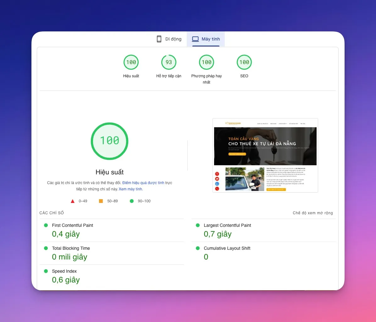 Desktop Sau Tối ưu Tăng tốc Website ThueXeTaiDaNang-com
